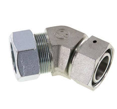 Raccord de coupe coudé 45deg en acier zingué 35L avec pivot 160 bar Joint torique NBR Cône d'étanchéité réglable ISO 8434-1