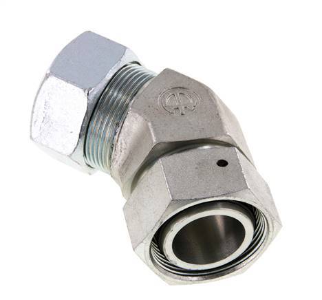 Raccord de coupe coudé 45deg en acier zingué 35L avec pivot 160 bar Joint torique NBR Cône d'étanchéité réglable ISO 8434-1