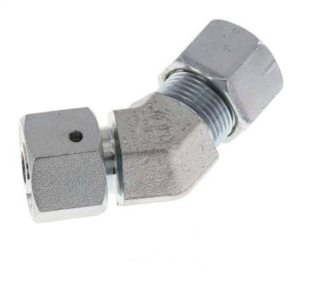 12S Acier zingué Raccord de coupe coudé 45deg avec pivot 630 bar Joint torique NBR Cône réglable ISO 8434-1