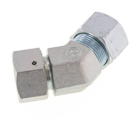 20S Acier zingué Raccord de coupe coudé 45deg avec pivot 400 bar Joint torique NBR Cône d'étanchéité réglable ISO 8434-1