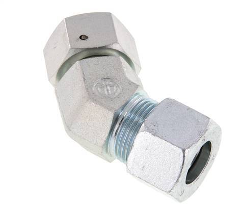 20S Acier zingué Raccord de coupe coudé 45deg avec pivot 400 bar Joint torique NBR Cône d'étanchéité réglable ISO 8434-1