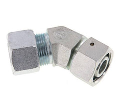20S Acier zingué Raccord de coupe coudé 45deg avec pivot 400 bar Joint torique NBR Cône d'étanchéité réglable ISO 8434-1