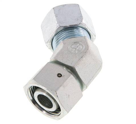20S Acier zingué Raccord de coupe coudé 45deg avec pivot 400 bar Joint torique NBR Cône d'étanchéité réglable ISO 8434-1
