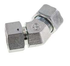 25S Acier zingué Raccord de coupe coudé 45deg avec pivot 400 bar Joint torique NBR Cône d'étanchéité réglable ISO 8434-1