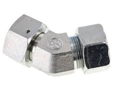 25S Acier zingué Raccord de coupe coudé 45deg avec pivot 400 bar Joint torique NBR Cône d'étanchéité réglable ISO 8434-1