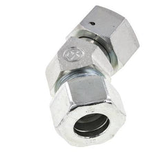 25S Acier zingué Raccord de coupe coudé 45deg avec pivot 400 bar Joint torique NBR Cône d'étanchéité réglable ISO 8434-1