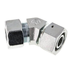 25S Acier zingué Raccord de coupe coudé 45deg avec pivot 400 bar Joint torique NBR Cône d'étanchéité réglable ISO 8434-1