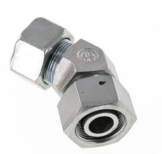 25S Acier zingué Raccord de coupe coudé 45deg avec pivot 400 bar Joint torique NBR Cône d'étanchéité réglable ISO 8434-1