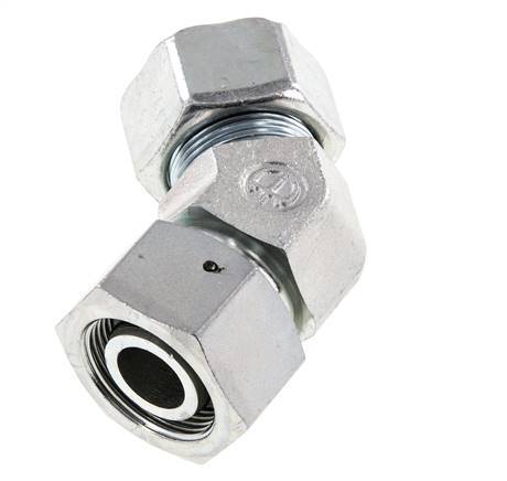 25S Acier zingué Raccord de coupe coudé 45deg avec pivot 400 bar Joint torique NBR Cône d'étanchéité réglable ISO 8434-1