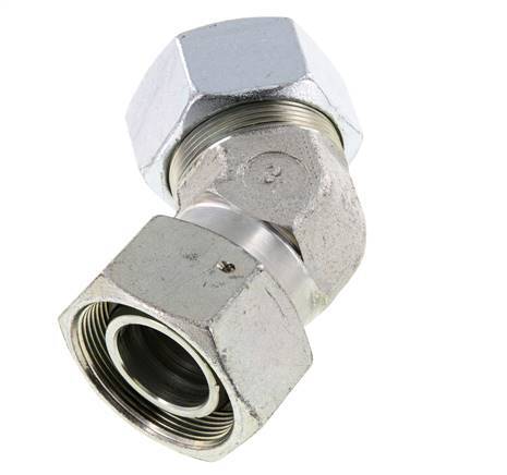 38S Zink plated Steel 45deg Elbow Cutting Fitting avec Swivel 315 bar NBR O-ring Sealing Cone Adjustable ISO 8434-1