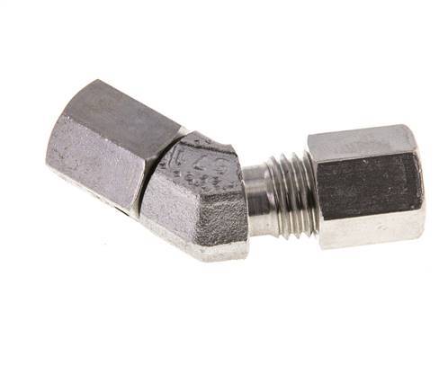 6L Stainless Steel 45deg Elbow Cutting Fitting with Swivel 315 bar FKM O-ring Sealing Cone Adjustable ISO 8434-1