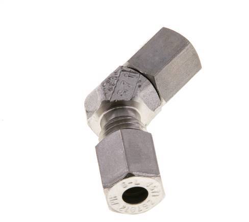 Raccord de coupe coudé 45deg en acier inoxydable 6L avec pivot 315 bar Joint torique FKM Cône réglable ISO 8434-1