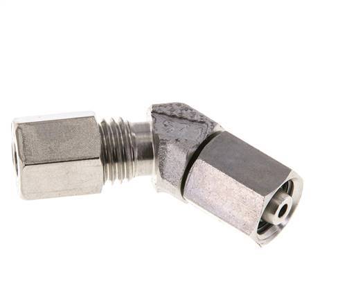 Raccord de coupe coudé 45deg en acier inoxydable 6L avec pivot 315 bar Joint torique FKM Cône réglable ISO 8434-1