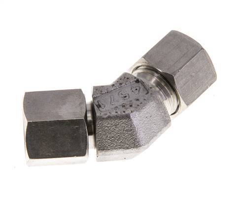 Raccord de coupe coudé 45deg en acier inoxydable 10L avec pivot 315 bar Joint torique FKM Cône réglable ISO 8434-1