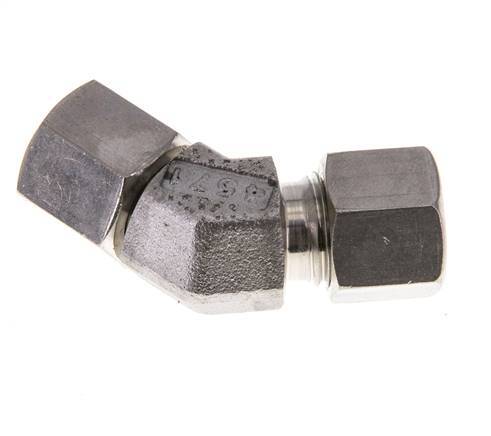 Raccord de coupe coudé 45deg en acier inoxydable 10L avec pivot 315 bar Joint torique FKM Cône réglable ISO 8434-1