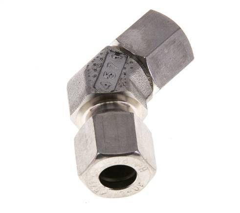Raccord de coupe coudé 45deg en acier inoxydable 10L avec pivot 315 bar Joint torique FKM Cône réglable ISO 8434-1