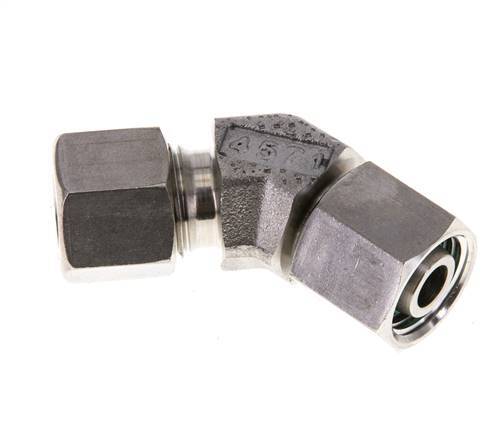 Raccord de coupe coudé 45deg en acier inoxydable 10L avec pivot 315 bar Joint torique FKM Cône réglable ISO 8434-1