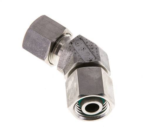 Raccord de coupe coudé 45deg en acier inoxydable 10L avec pivot 315 bar Joint torique FKM Cône réglable ISO 8434-1