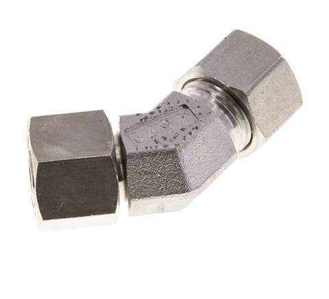 Raccord de coupe coudé 45deg en acier inoxydable 12L avec pivot 315 bar Joint torique FKM Cône réglable ISO 8434-1