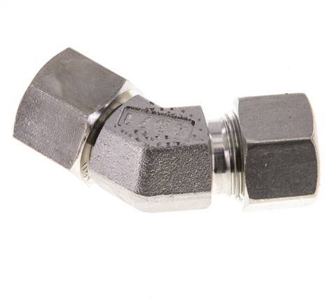 Raccord de coupe coudé 45deg en acier inoxydable 12L avec pivot 315 bar Joint torique FKM Cône réglable ISO 8434-1