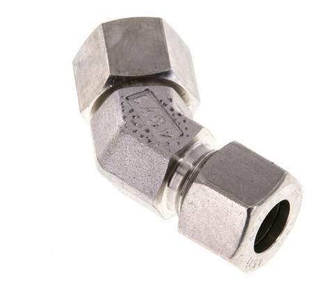 Raccord de coupe coudé 45deg en acier inoxydable 12L avec pivot 315 bar Joint torique FKM Cône réglable ISO 8434-1