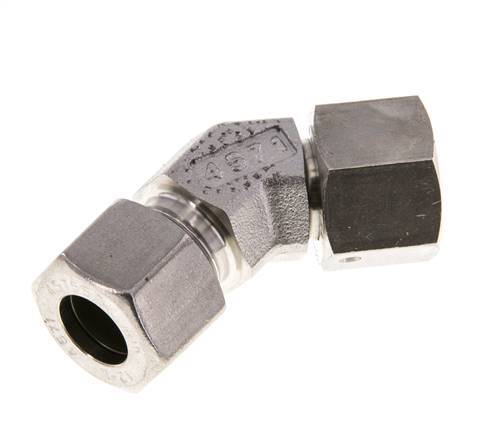 Raccord de coupe coudé 45deg en acier inoxydable 12L avec pivot 315 bar Joint torique FKM Cône réglable ISO 8434-1