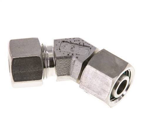 Raccord de coupe coudé 45deg en acier inoxydable 12L avec pivot 315 bar Joint torique FKM Cône réglable ISO 8434-1