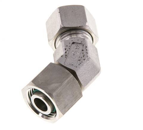 Raccord de coupe coudé 45deg en acier inoxydable 12L avec pivot 315 bar Joint torique FKM Cône réglable ISO 8434-1