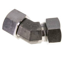 22L Stainless Steel 45deg Elbow Cutting Fitting with Swivel 160 bar FKM O-ring Sealing Cone Adjustable ISO 8434-1