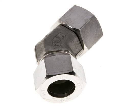 Raccord de coupe coudé 45deg en acier inoxydable 22L avec pivot 160 bar Joint torique FKM Cône réglable ISO 8434-1