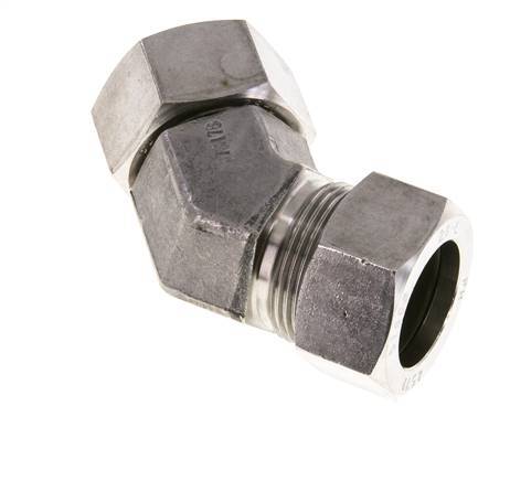 Raccord de coupe coudé 45deg en acier inoxydable 28L avec pivot 160 bar Joint torique FKM Cône réglable ISO 8434-1
