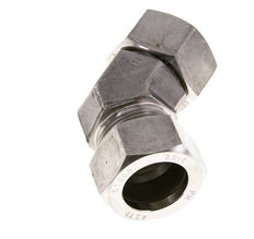 Raccord de coupe coudé 45deg en acier inoxydable 28L avec pivot 160 bar Joint torique FKM Cône réglable ISO 8434-1