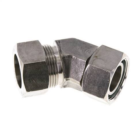 Raccord de coupe coudé 45deg en acier inoxydable 28L avec pivot 160 bar Joint torique FKM Cône réglable ISO 8434-1
