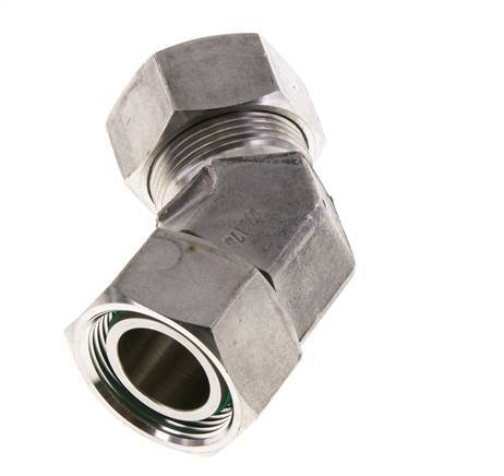 Raccord de coupe coudé 45deg en acier inoxydable 28L avec pivot 160 bar Joint torique FKM Cône réglable ISO 8434-1