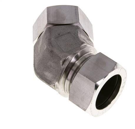 Raccord de coupe coudé 45deg 35L en acier inoxydable avec pivot 160 bar Joint torique FKM Cône réglable ISO 8434-1
