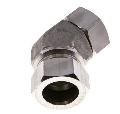 Raccord de coupe coudé 45deg 35L en acier inoxydable avec pivot 160 bar Joint torique FKM Cône réglable ISO 8434-1