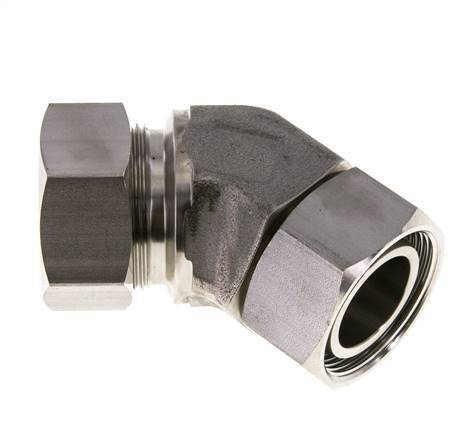 Raccord de coupe coudé 45deg 35L en acier inoxydable avec pivot 160 bar Joint torique FKM Cône réglable ISO 8434-1