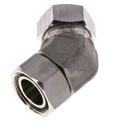 Raccord de coupe coudé 45deg 35L en acier inoxydable avec pivot 160 bar Joint torique FKM Cône réglable ISO 8434-1