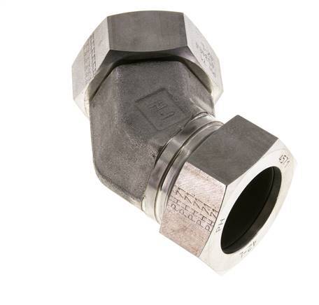 Raccord de coupe coudé 45deg en acier inoxydable 42L avec pivot 160 bar Joint torique FKM Cône réglable ISO 8434-1