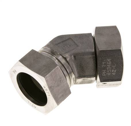Raccord de coupe coudé 45deg en acier inoxydable 42L avec pivot 160 bar Joint torique FKM Cône réglable ISO 8434-1