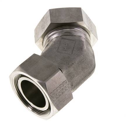 Raccord de coupe coudé 45deg en acier inoxydable 42L avec pivot 160 bar Joint torique FKM Cône réglable ISO 8434-1