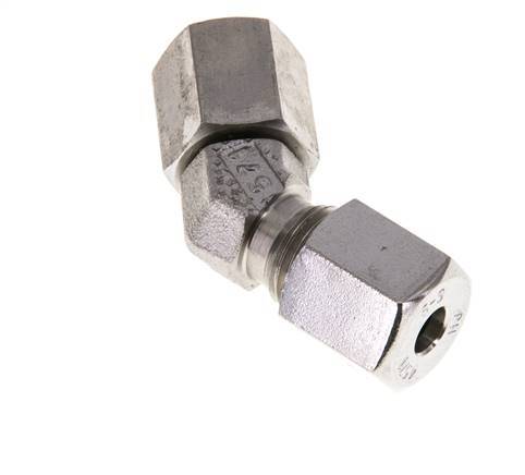 6S Raccord de coupe coudé 45deg en acier inoxydable avec pivot 630 bar Joint torique FKM Cône réglable ISO 8434-1