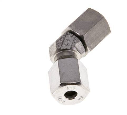 6S Raccord de coupe coudé 45deg en acier inoxydable avec pivot 630 bar Joint torique FKM Cône réglable ISO 8434-1