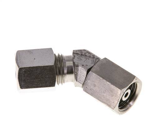 6S Raccord de coupe coudé 45deg en acier inoxydable avec pivot 630 bar Joint torique FKM Cône réglable ISO 8434-1