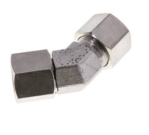 10S Raccord de coupe coudé 45deg en acier inoxydable avec pivot 630 bar Joint torique FKM Cône réglable ISO 8434-1