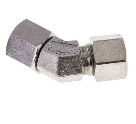 10S Raccord de coupe coudé 45deg en acier inoxydable avec pivot 630 bar Joint torique FKM Cône réglable ISO 8434-1