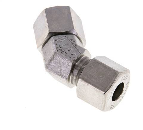 10S Raccord de coupe coudé 45deg en acier inoxydable avec pivot 630 bar Joint torique FKM Cône réglable ISO 8434-1