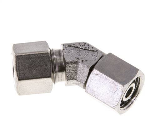 10S Raccord de coupe coudé 45deg en acier inoxydable avec pivot 630 bar Joint torique FKM Cône réglable ISO 8434-1