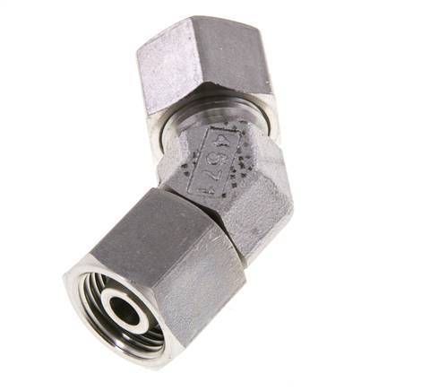 10S Raccord de coupe coudé 45deg en acier inoxydable avec pivot 630 bar Joint torique FKM Cône réglable ISO 8434-1