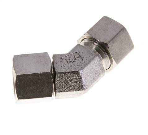 12S Raccord de coupe coudé 45deg en acier inoxydable avec pivot 630 bar Joint torique FKM Cône réglable ISO 8434-1
